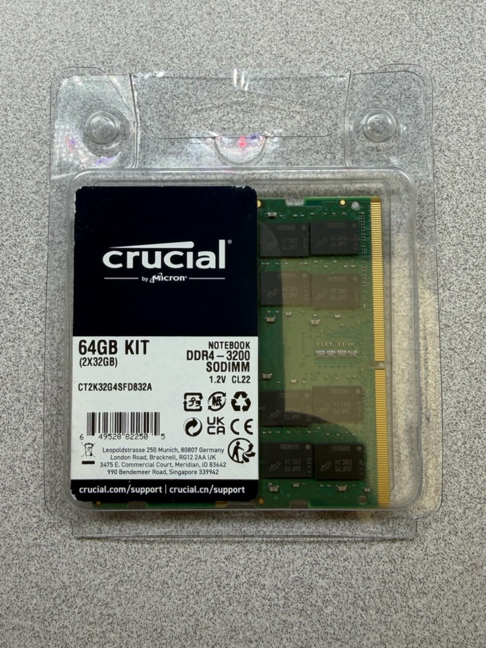 Crucial 64GB (2x32GB) DDR4-3200 SODIMM Notebook Memory